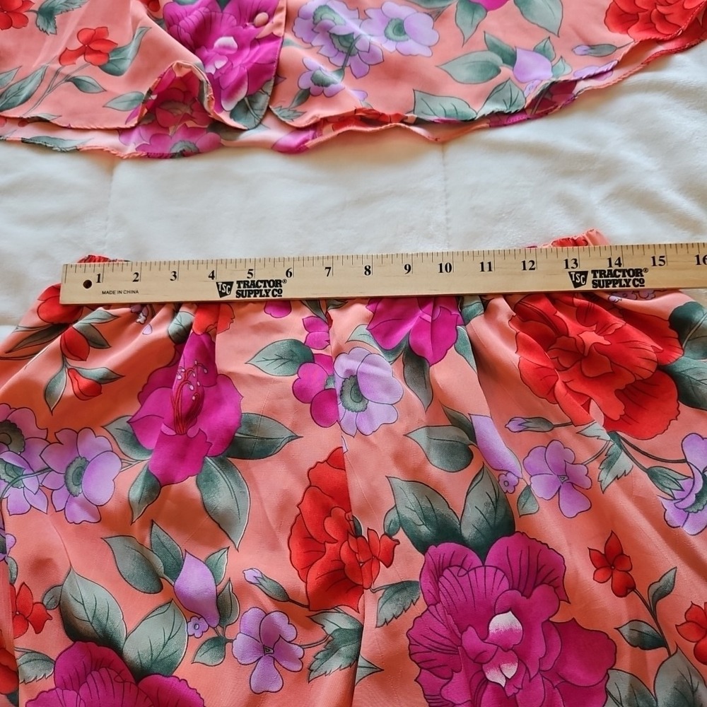 Vintage Victorias Secret Gold Label Floral Pajama Set Peach Pink Orange Medium - Picture 10 of 12